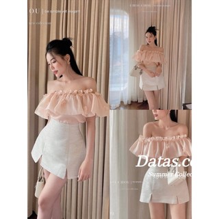 Set trang phục áo trễ vai và chân váy chữ A