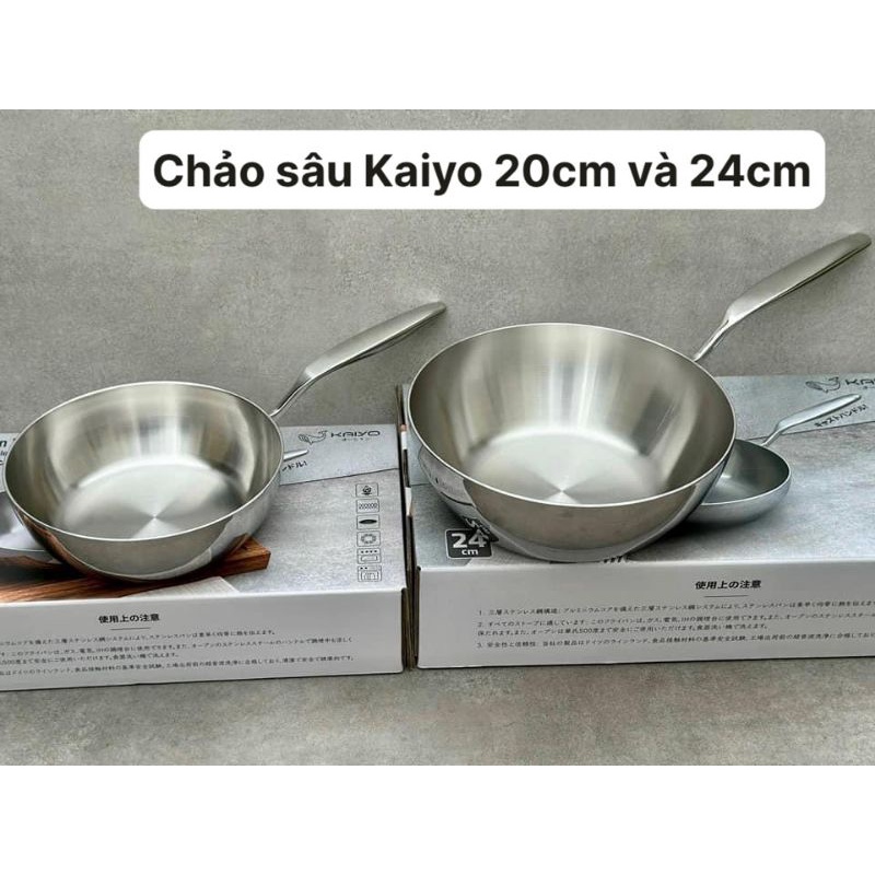 Chảo đúc inox 3 lớp đáy liền Tri-Ply Kaiyo Nhật