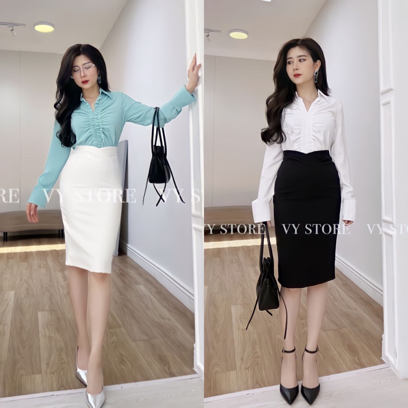 (CV21) CHÂN VÁY BÚT CHÌ XẾp LI EO - Vy store