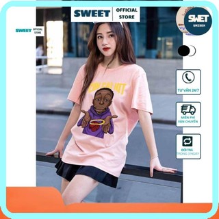 Áo phông nữ sweet2812 áo thun anh da đen còn cái nịt tay lỡ nam nữ
