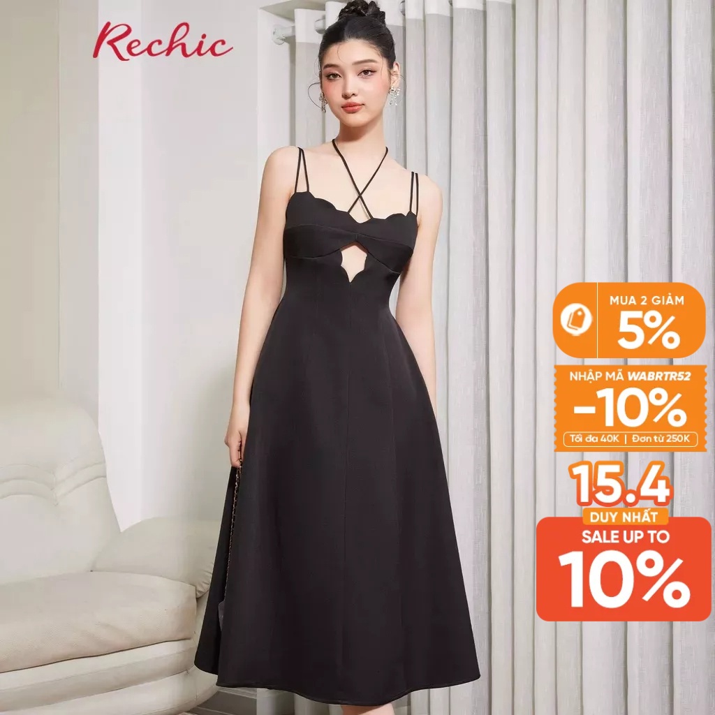RECHIC Đầm Dài Nữ Elaine kiểu hai dây cột cổ khoét ngực gợi cảm sang trọng