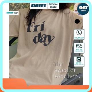 Áo thun unisex SWEET2812  Áo phông Friday TH6 cotton mỏng mát giá rẻ màu trắng, nude da