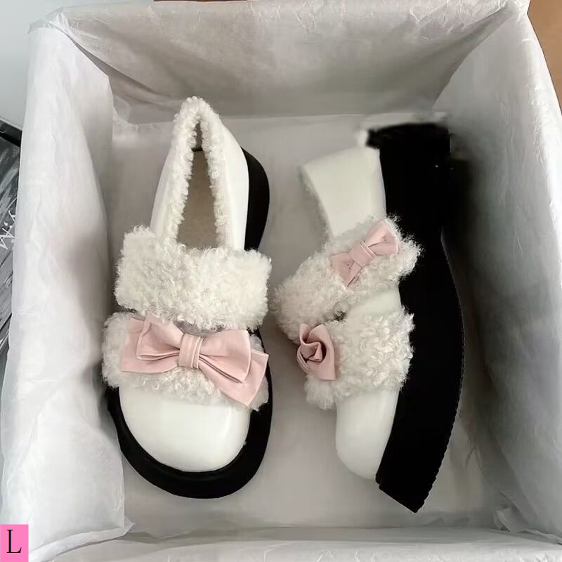 Giày Da Lót Lông Cừu Giữ Ấm Mùa Đông Phong Cách Lolita Nhật Bản 2023