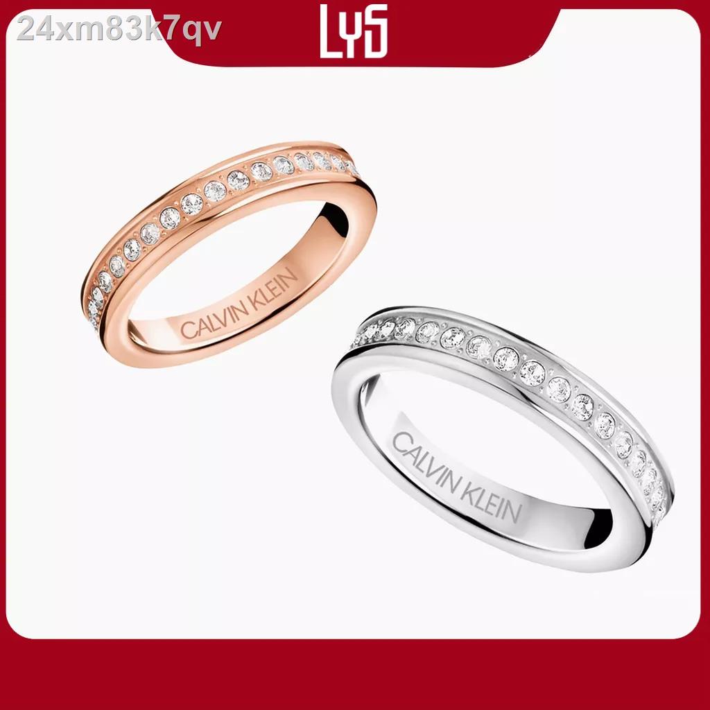 [ Giá SIÊU RẺ ]♘☫Nhẫn cặp đôi Calvin Klein Hook Crystals Ring - Nhẫn CK Authentic, thẻ tag, bill check Code