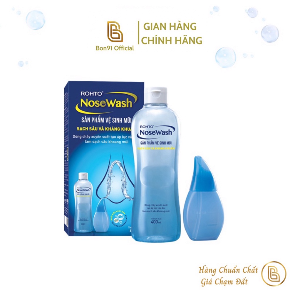 Bộ rửa mũi Rohto Nose Wash (1 bình vệ sinh mũi Easy Shower và 1 bình dung dịch NoseWash 400 ml)