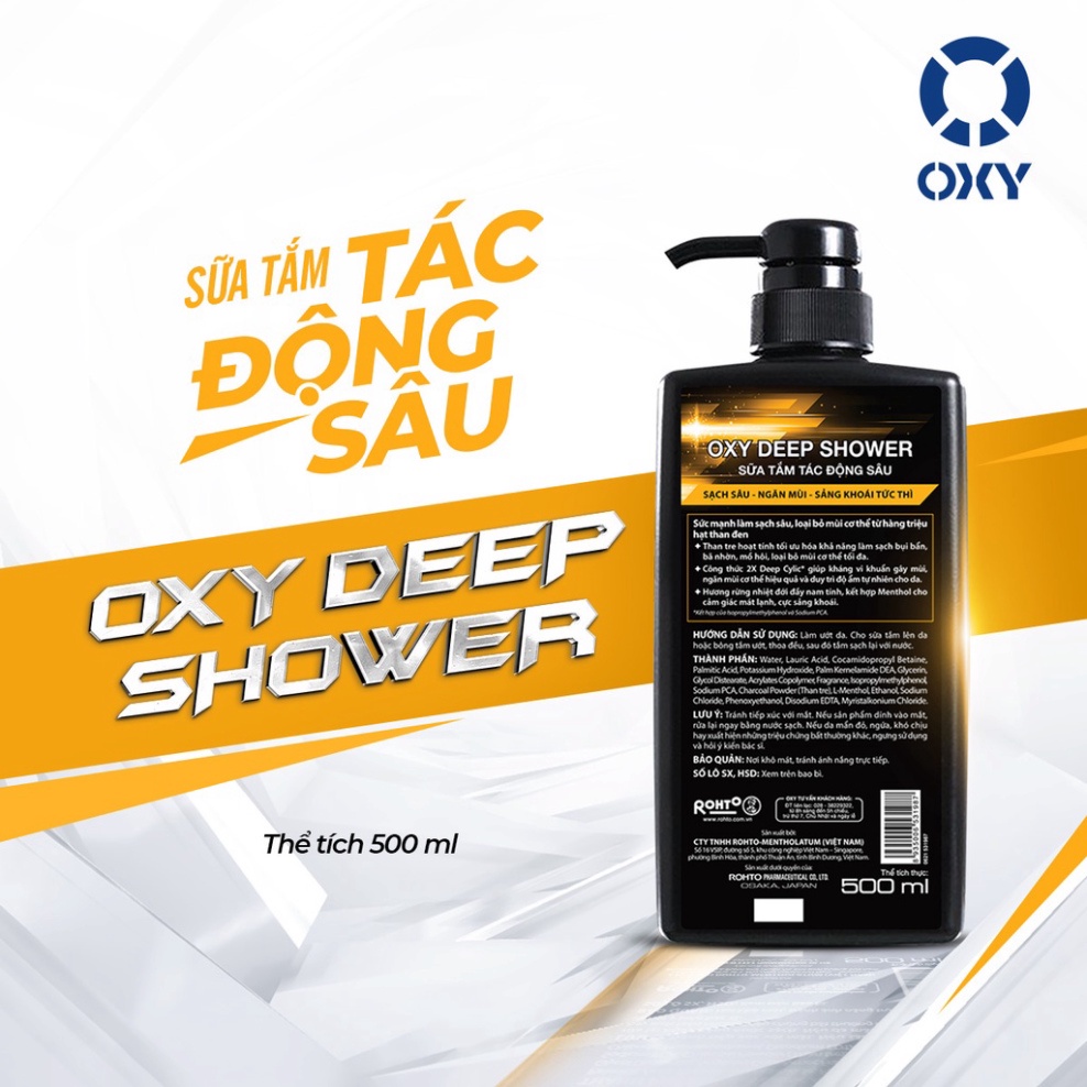 Sữa tắm nam Oxy Deep Shower Rohto 500ml
