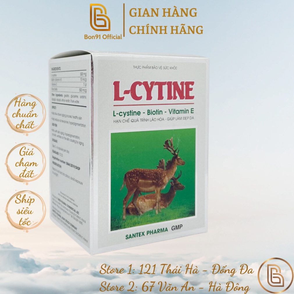 L-Cytine bổ sung thêm L Cystine Biotin Vitamin E giúp sáng da khoẻ tóc Santex Pharma 60 viên