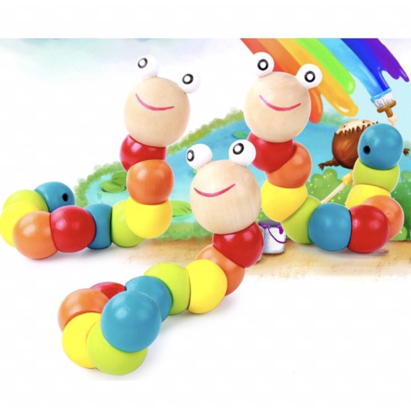 Đồ Chơi Sâu Gỗ Uốn Dẻo Giúp Bé Phát Triển Giác Quan