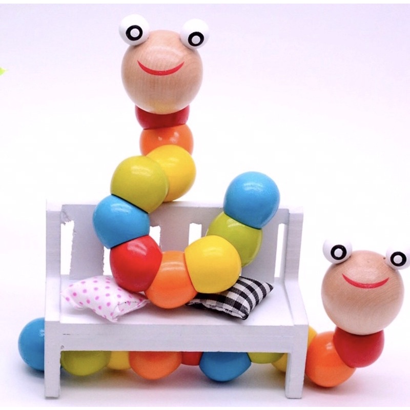 Đồ Chơi Sâu Gỗ Uốn Dẻo Giúp Bé Phát Triển Giác Quan