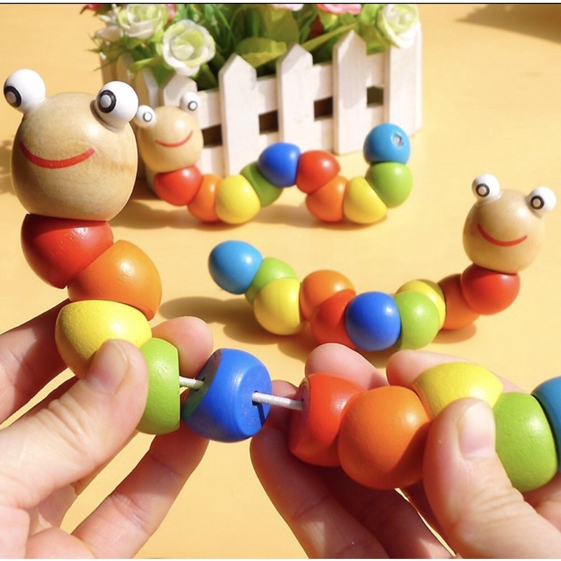 Đồ Chơi Sâu Gỗ Uốn Dẻo Giúp Bé Phát Triển Giác Quan