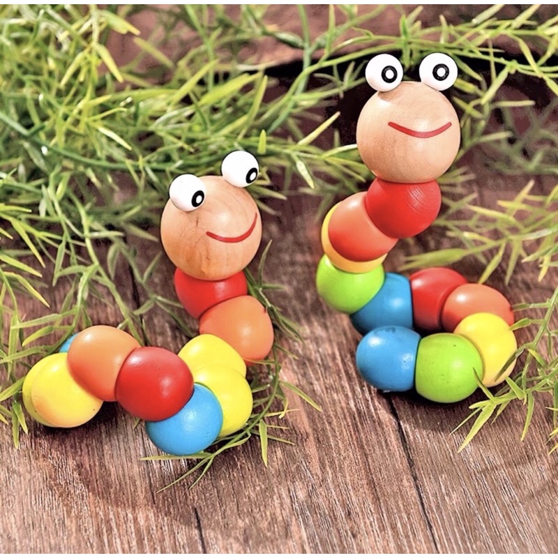 Đồ Chơi Sâu Gỗ Uốn Dẻo Giúp Bé Phát Triển Giác Quan