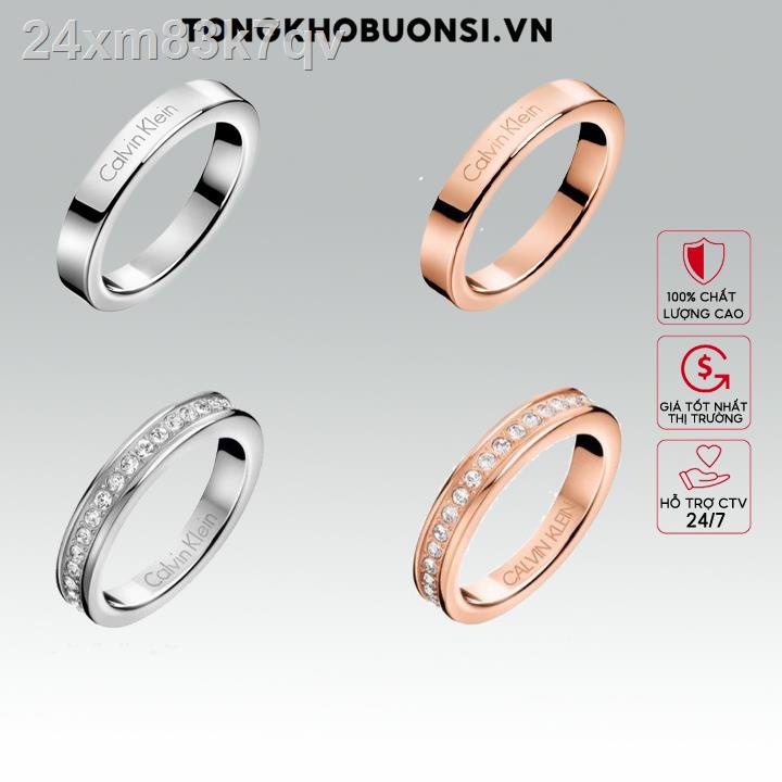 (Date mới)♞Nhẫn cặp đôi Calvin Klein Hook Crystals Ring Chính hãng -Nhẫn CK titan không gỉ - Khắc tên theo yêu cầu