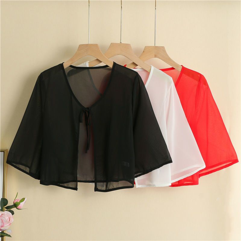 Áo Khoác Sườn Xám Vải Chiffon Mỏng Dáng Ngắn Thời Trang Mùa Hè Cho Nữ#0528