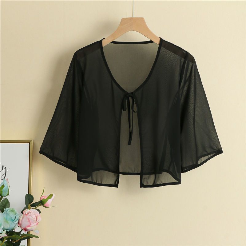 Áo Khoác Sườn Xám Vải Chiffon Mỏng Dáng Ngắn Thời Trang Mùa Hè Cho Nữ#0528