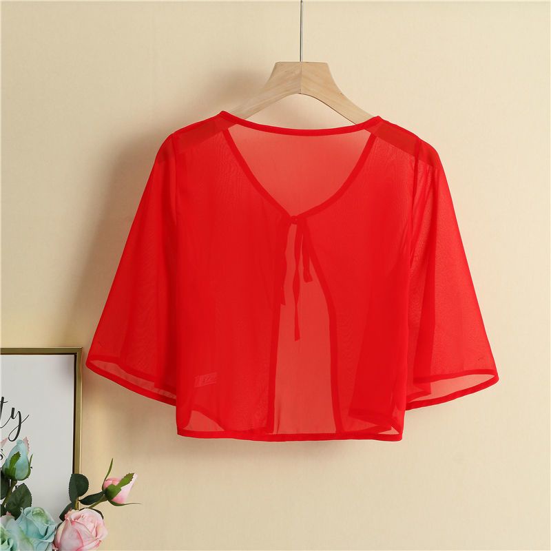 Áo Khoác Sườn Xám Vải Chiffon Mỏng Dáng Ngắn Thời Trang Mùa Hè Cho Nữ#0528