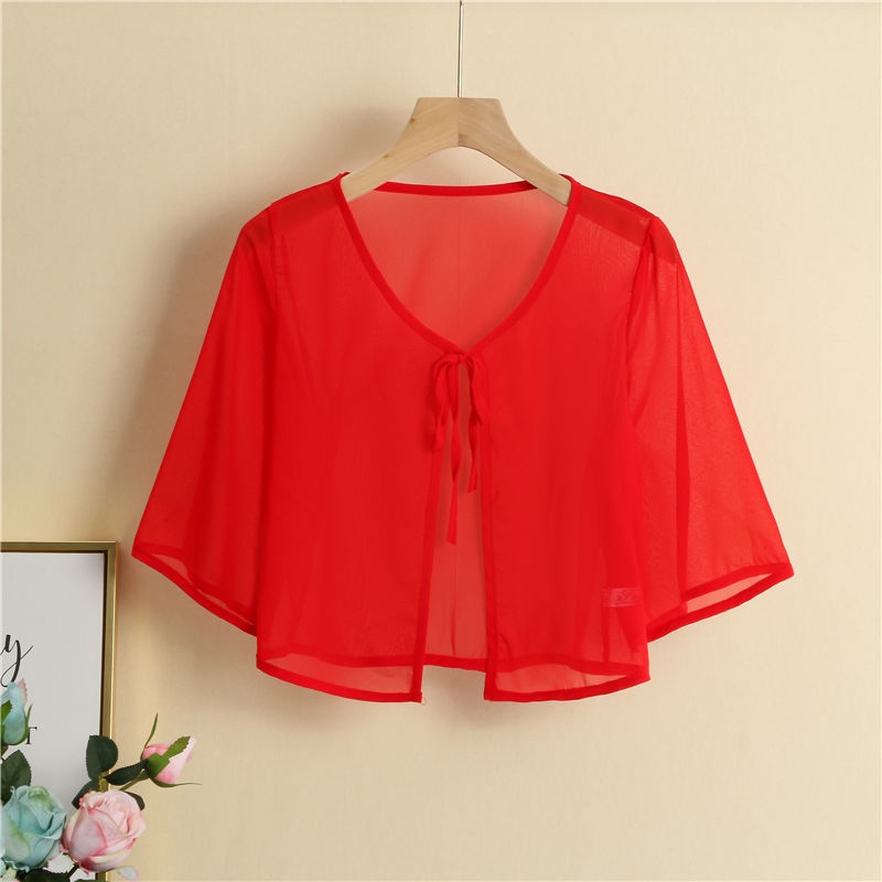 Áo Khoác Sườn Xám Vải Chiffon Mỏng Dáng Ngắn Thời Trang Mùa Hè Cho Nữ#0528