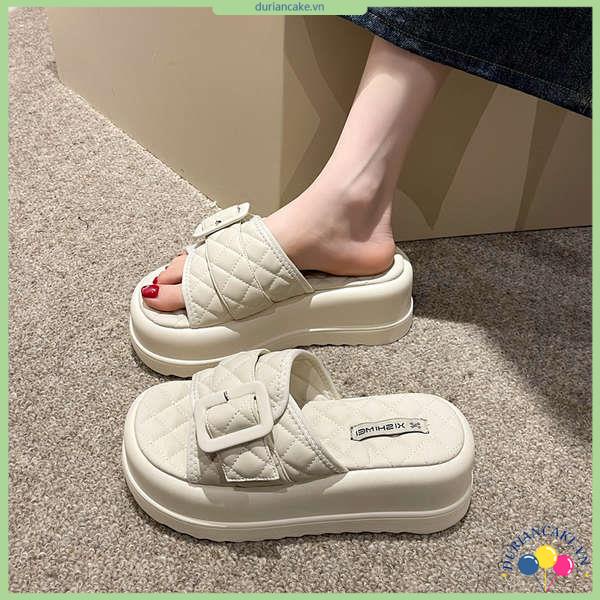 Dép lê mùa hè nữ thời trang phối màu đế dày