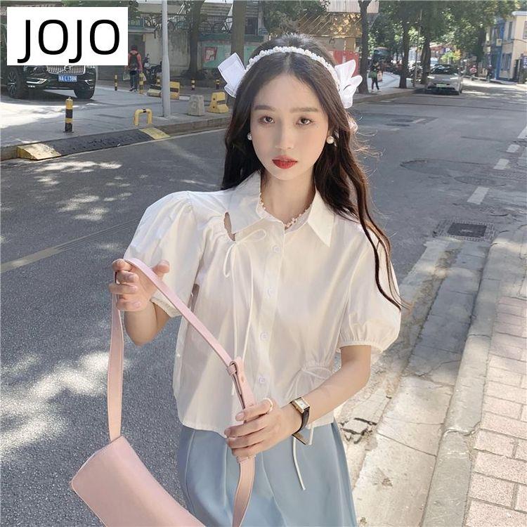 Áo Sơ Mi Ngắn Tay Dây Rút Phong Cách Hàn Quốc Thiết Kế Mới Cho Nữ