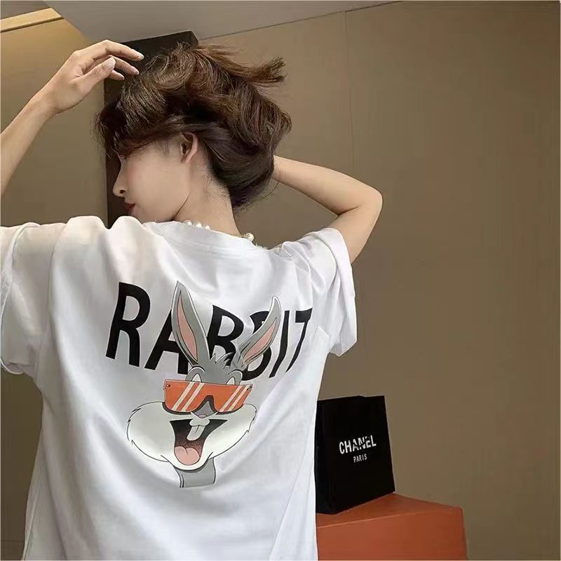 Áo Thun cotton Tay Ngắn Màu Trắng In Hình Trái Cây Phong Cách retro Mỹ Cho Nữ