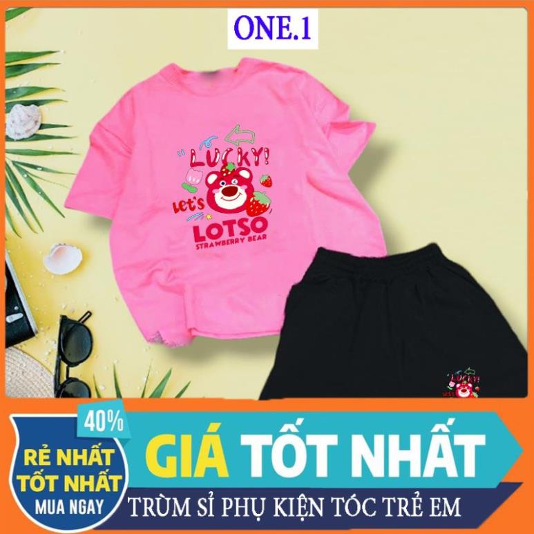 GIÁ SỈ Đồ bô mùa hè cho bé 11 tuổi-15 tuổi Sét gấu dâu LOT.SO quần đùi có túi kèm áo thun form rộng cao cấp