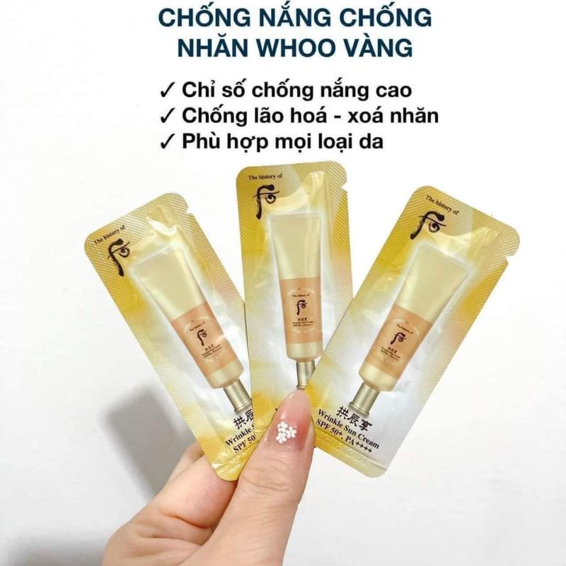 10 Gói Kem chống nắng chống nhăn Whoo Jin Hea Yoon Sun Wrinkle Sun SPF 50+, PA++++( 1 gói)