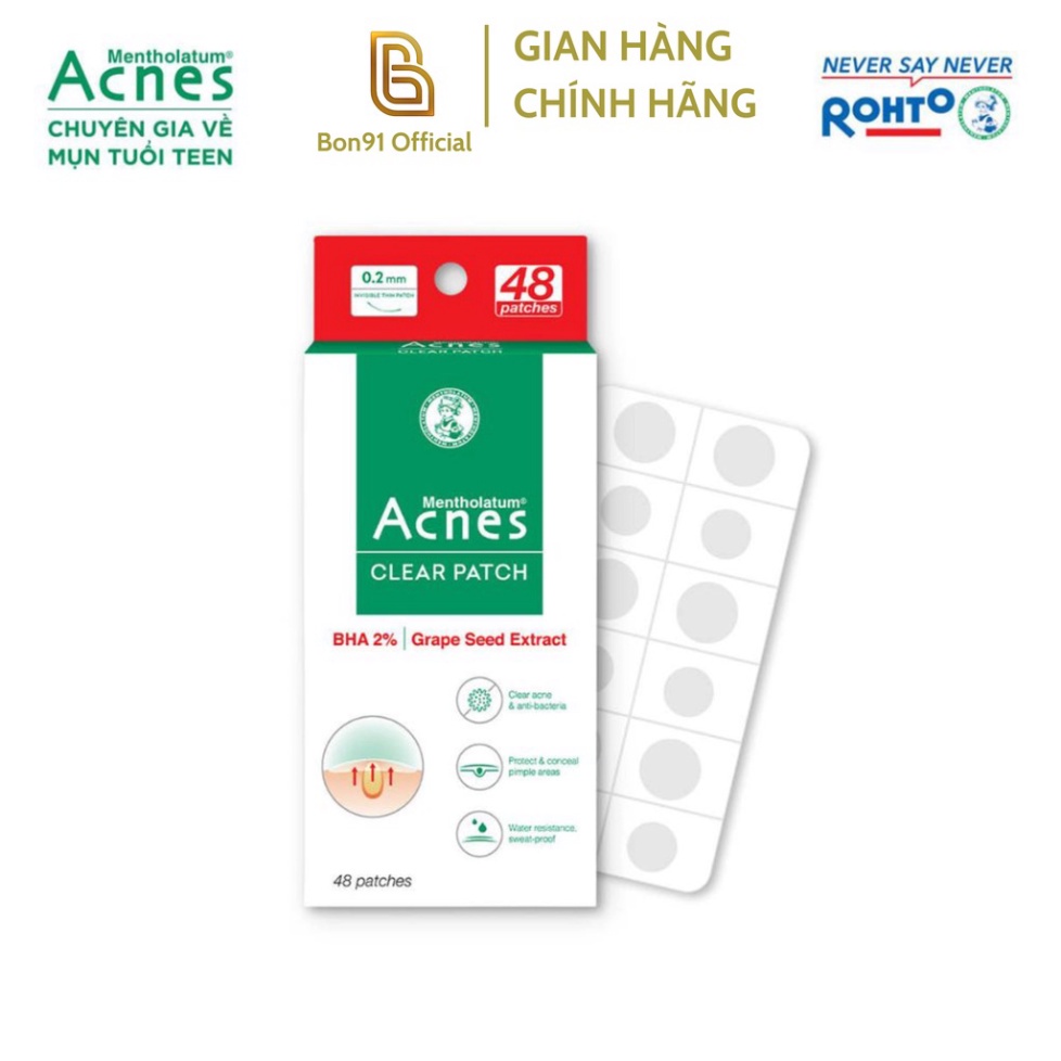 Miếng dán mụn Acnes Clear Patch Rohto 48 miếng