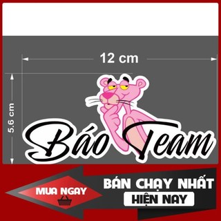 Tem logo sticker Báo Team Trending hồng đen 12x5,6cm ngộ nghĩnh dễ thương