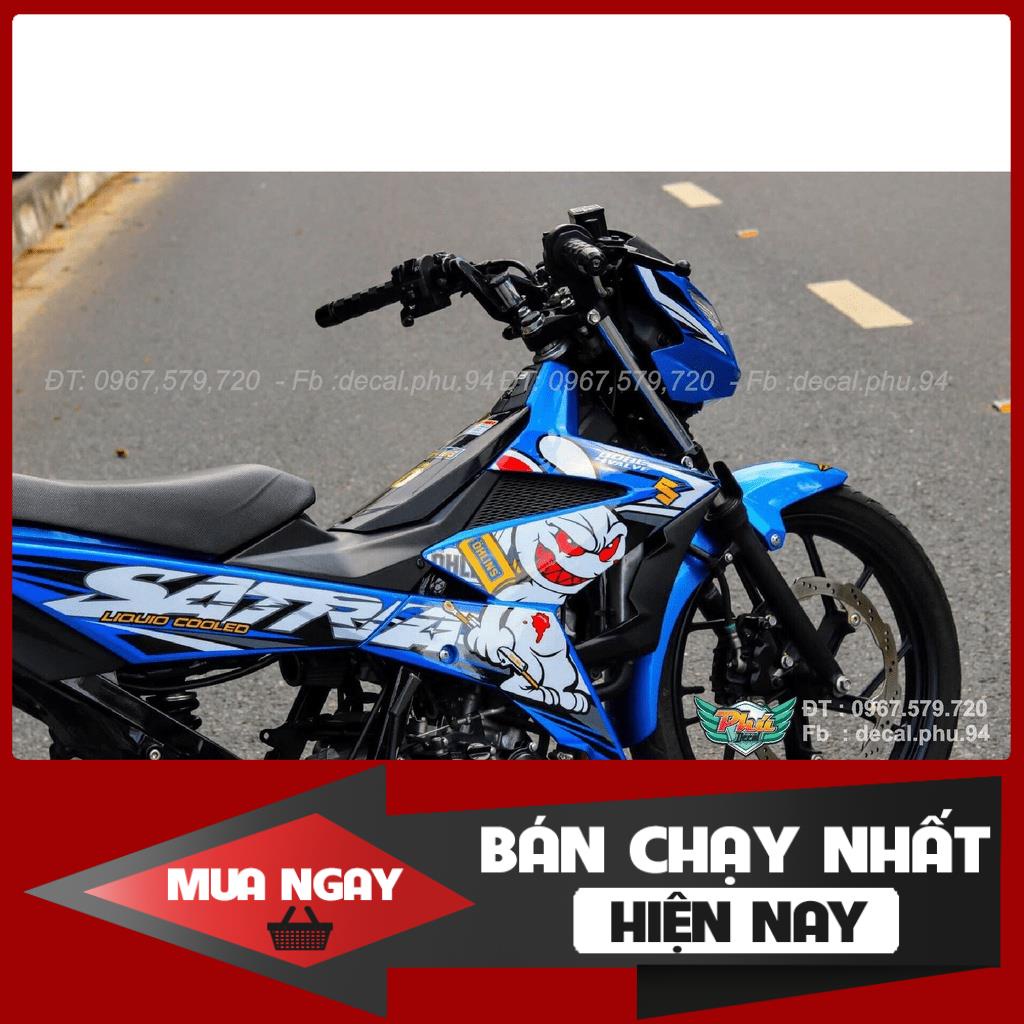 Tem Rời Dán Xe Satria Xanh thỏ,