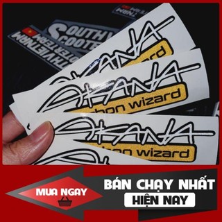 Tem chữ logo Phản quang AKana Carbon Wizard viền đen 12cmx3cm cao cấp