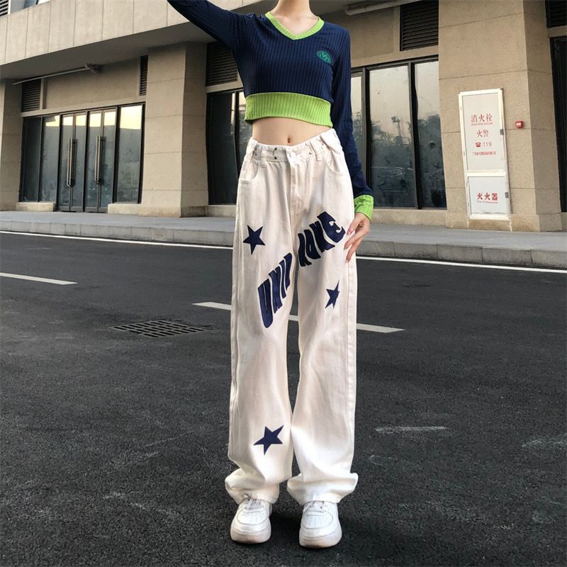 Quần Jean Lưng Cao Form Rộng Kiểu Dáng Mới Theo Phong Cách Mỹ Dễ Phối Đồ