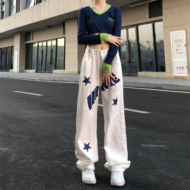 Quần Jean Lưng Cao Form Rộng Kiểu Dáng Mới Theo Phong Cách Mỹ Dễ Phối Đồ