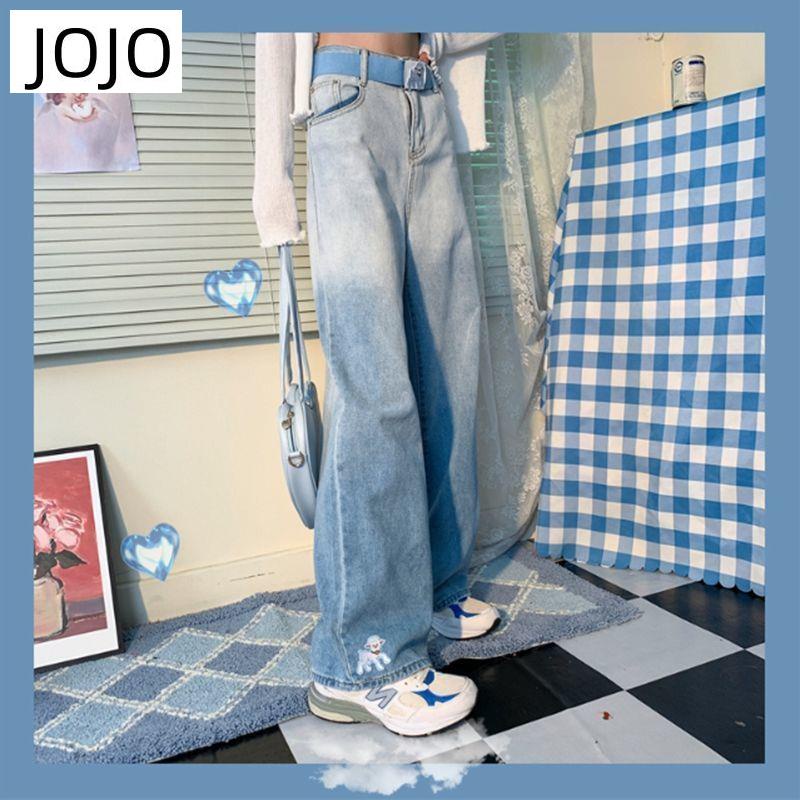 Quần Jeans Nữ Lưng Cao Thêu Hoa Thời Trang Hàn Quốc Xinh Xắn