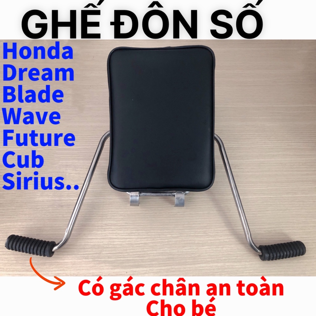 Ghế ngồi xe máy em bé - Xe Số, Yên Nệm, Không Tựa, Có Gác Chân, An Toàn Cho Bé , GHẾ ĐÔN SỐ INOX