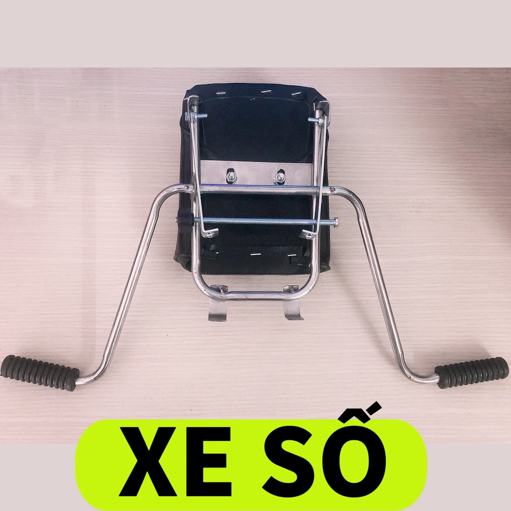 Ghế ngồi xe máy em bé - Xe Số, Yên Nệm, Không Tựa, Có Gác Chân, An Toàn Cho Bé , GHẾ ĐÔN SỐ INOX