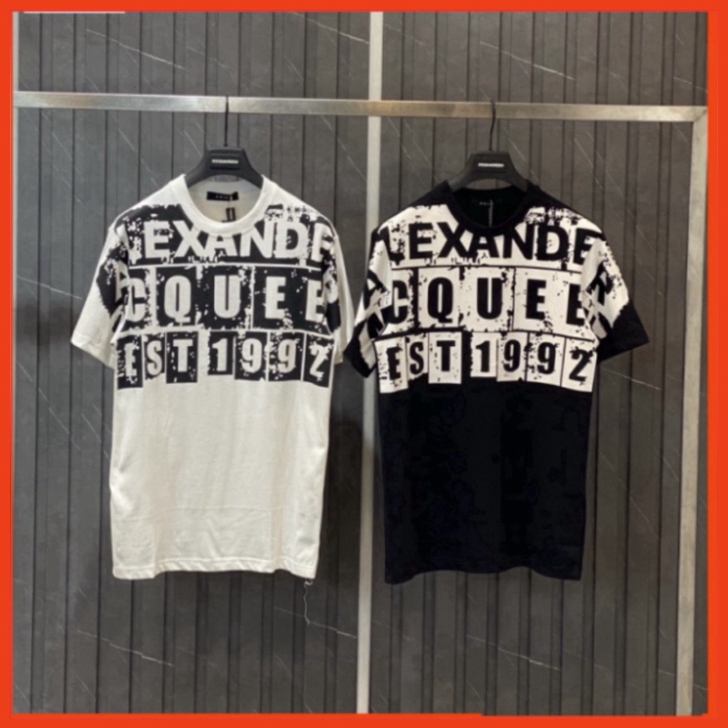 66 Áo phông nam nữ Premium Cotton in chữ xếp ô M.CQ 1992 đen trắng nửa áo hàng cao cấp. Áo Thun Nam Nữ Unisex Form Rộng