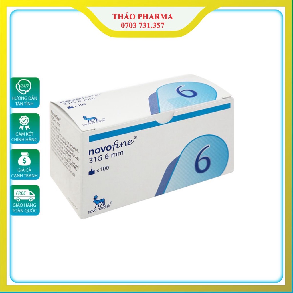 Đầu kim Novofine dùng cho bút tiêm của Novo Nordisk 31G (0,25 x 6mm) New