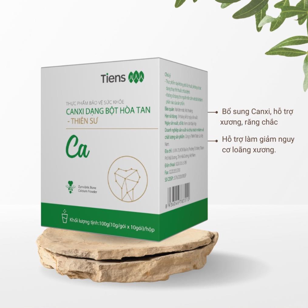 Canxi hữu cơ Thiên Sư Tiens hộp 10 gói dạng bột hòa tan giúp bổ sung can xi cho cơ thể