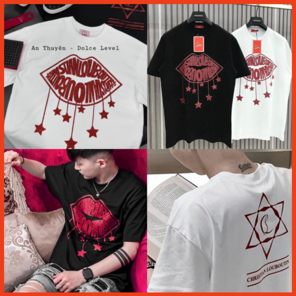 66 Áo Thun Nam Nữ Họa Tiết Logo Đôi Môi Kim Tuyến Cao Cấp - Áo Phông Siêu Cấp Chất Cotton Cổ Bo Dành Cho Các Boy Phố B 9