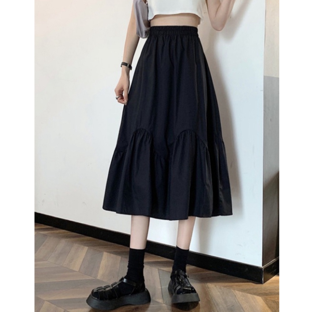 Chân váy dài  vintage 2 tầng bèo cong 2 lớp phong cách Hàn Quốc - su su shop