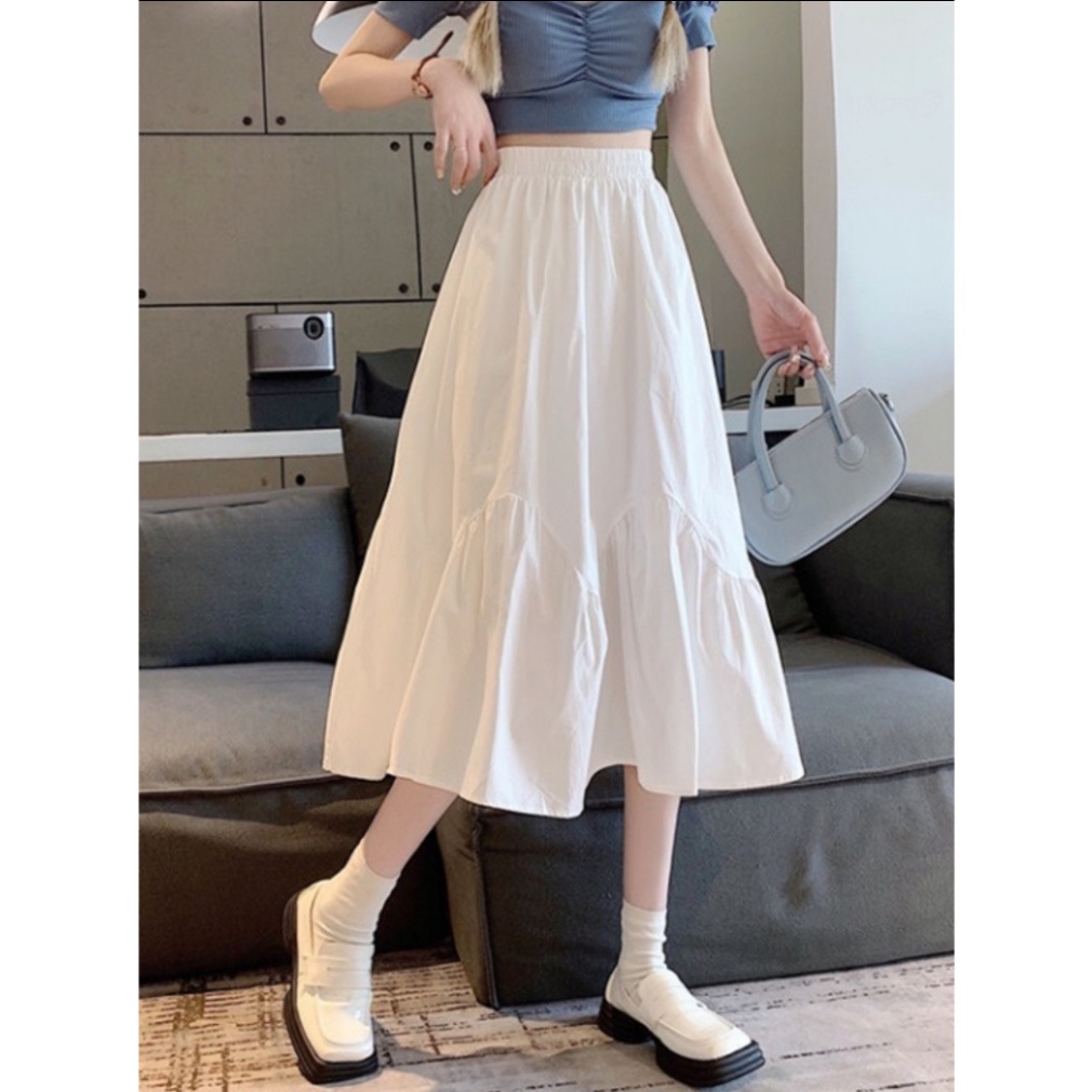 Chân váy dài  vintage 2 tầng bèo cong 2 lớp phong cách Hàn Quốc - su su shop