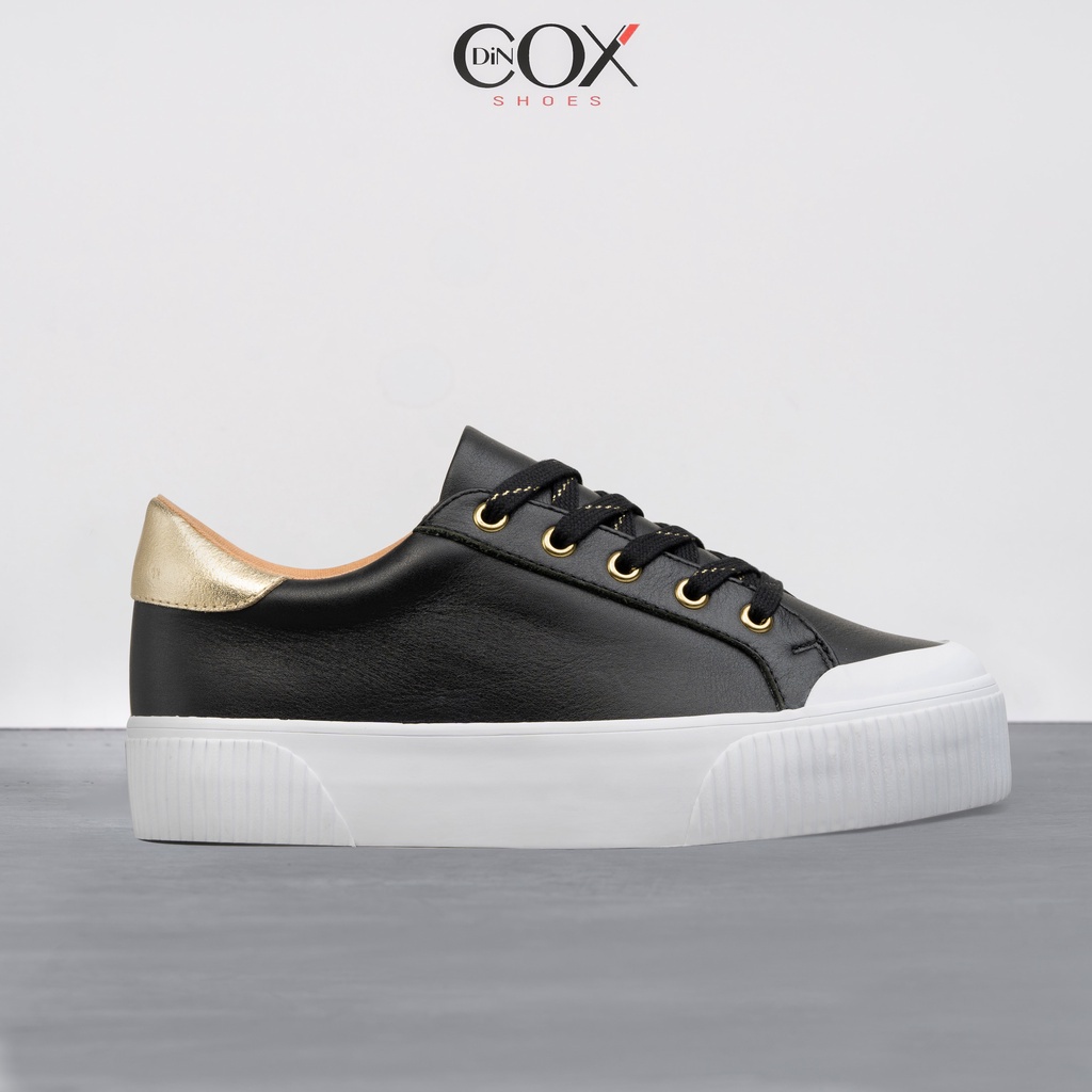 Giày Sneaker Nữ Da Bò Thật Sang Trọng DINCOX D31 Black Gold Chính Hãng