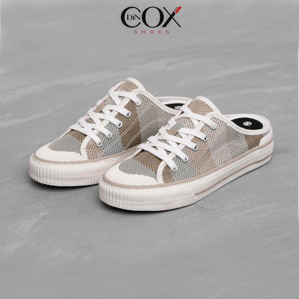 Giày Sục Đạp Gót Mules Vải Sneaker Unisex Tăng Chiều Cao 4cm DINCOX E10 Covi Blue