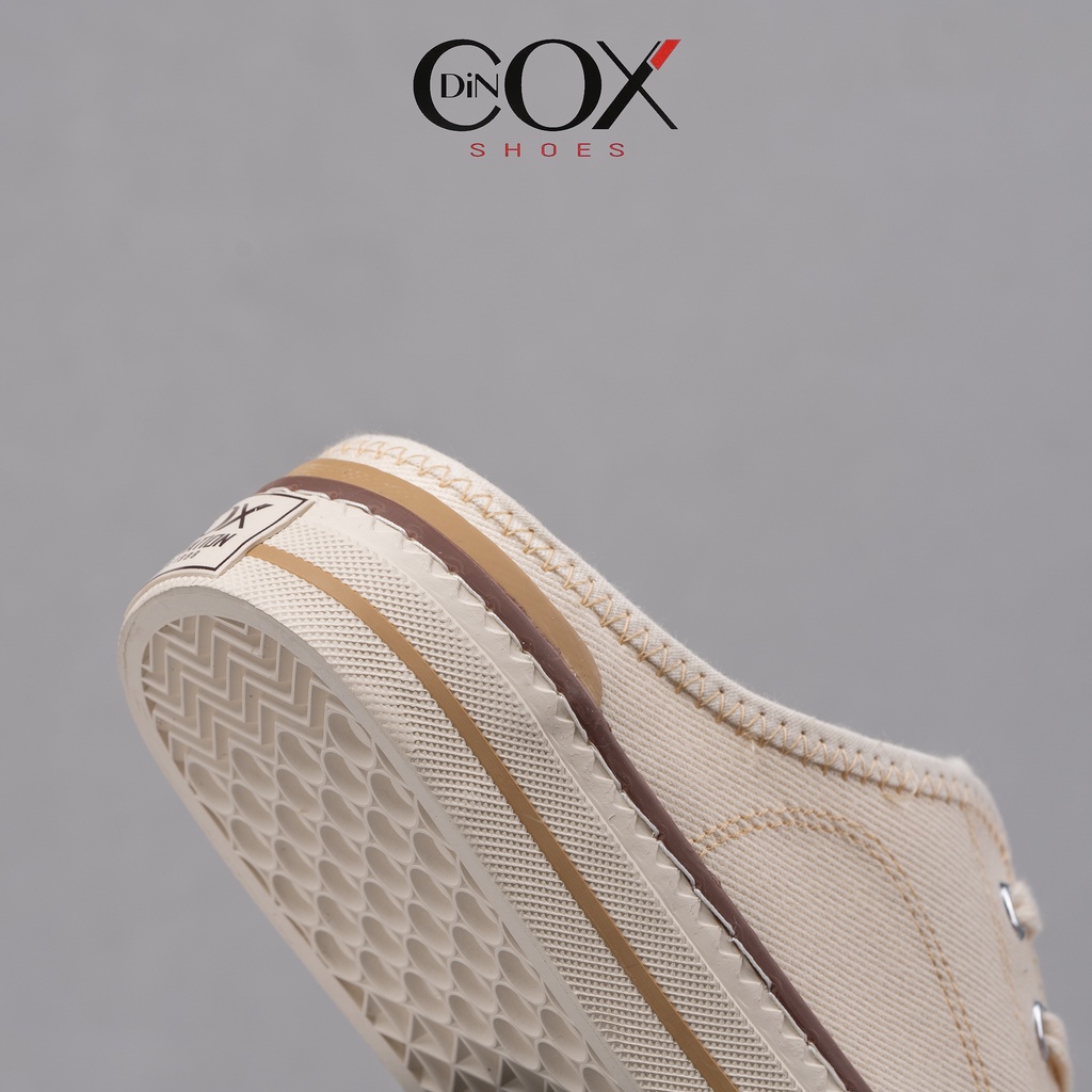 Giày Sục Đạp Gót Mules Vải Sneaker Unisex Tăng Chiều Cao 4cm DINCOX E10 Off/white