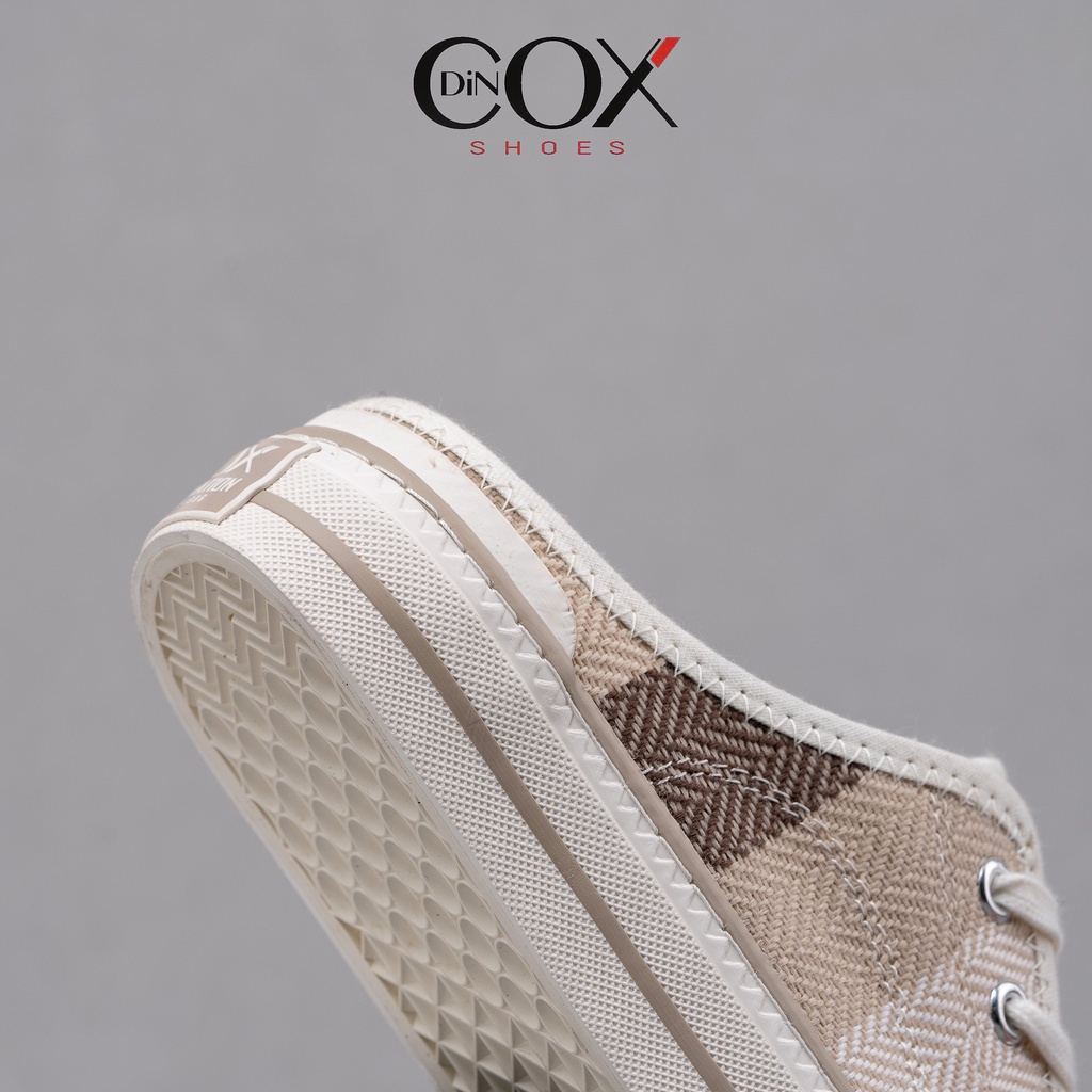 Giày Sục Đạp Gót Mules Vải Sneaker Unisex Tăng Chiều Cao 4cm DINCOX E10 Covi Brown