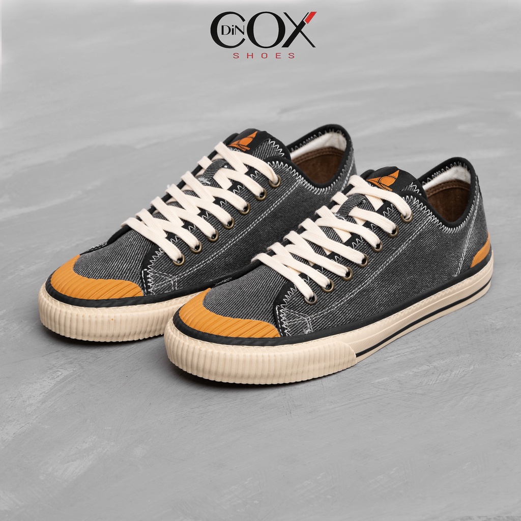 Giày Sneaker Vải Nam DINCOX D21 Ấn Tượng Black Wash Canvas Jean