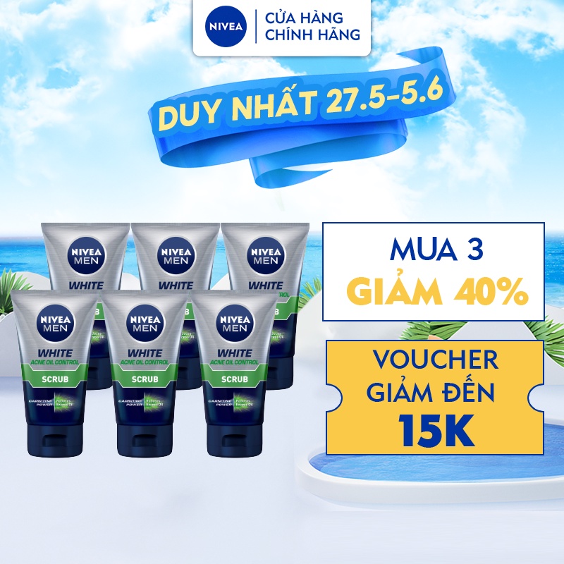 Bộ 6 Sữa Rửa Mặt NIVEA MEN Chứa Hạt Mát-Xa Kiểm Soát Nhờn (100 g) - 84428