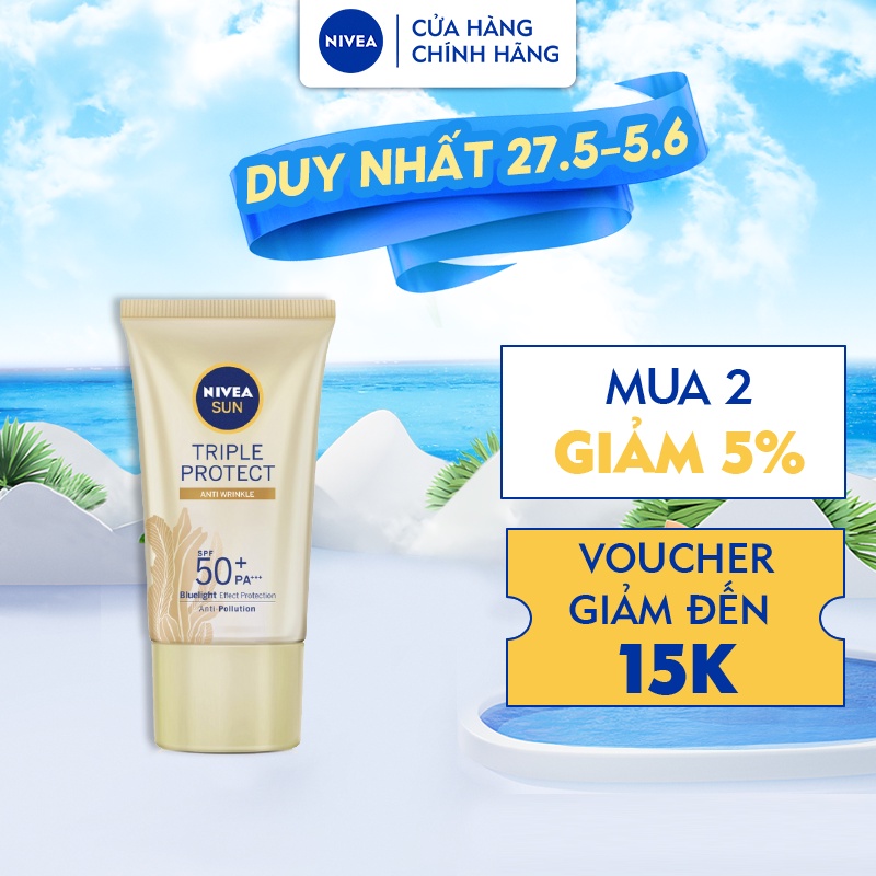 Kem Chống Nắng NIVEA SUN Triple Protect SPF50 PA+++ Chống Lão Hóa Tảo Biển (40 ml) - 85546