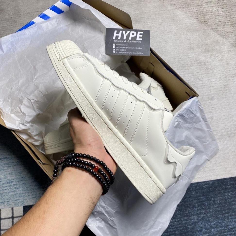 Giày _Adidas Superstar 3 Màu Kem, Xanh, Hồng, Giày Thể Thao Nữ Mẫu Mới 2022 _Adidas Sò 3 Sọc Dành Cho Nữ Full Phụ Kiện