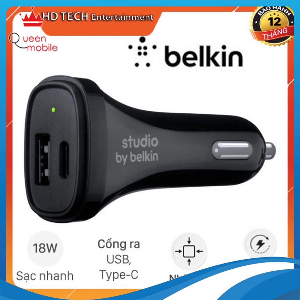 tẩu sạc xe hơi belkin 30W - USB - Type C [Queen Mobile]