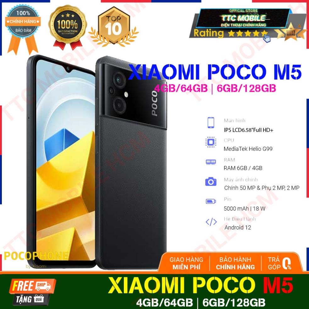 [GIẢM 50%] Điện thoại Xiaomi POCO M5  Pin 5000mAh - Hàng Chính Hãng Fullbox - Bảo Hành 12 Tháng | BigBuy360 - bigbuy360.vn